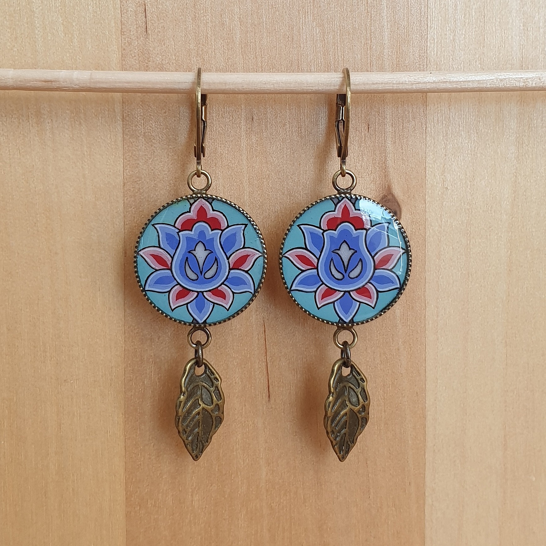 Flower drop &oslash;reringe gr&oslash;n/bl&aring;/rosa