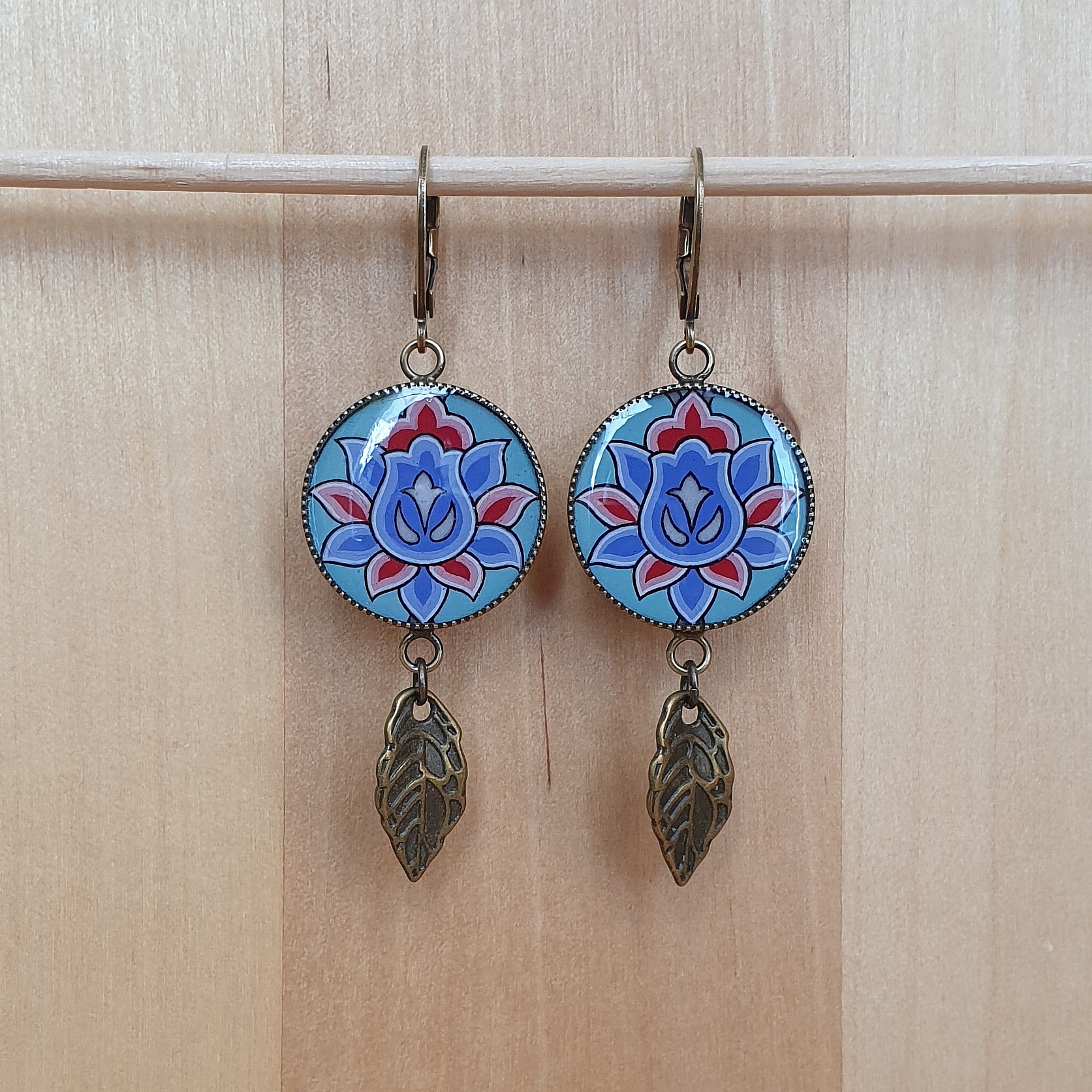 Flower drop &oslash;reringe gr&oslash;n/bl&aring;/rosa