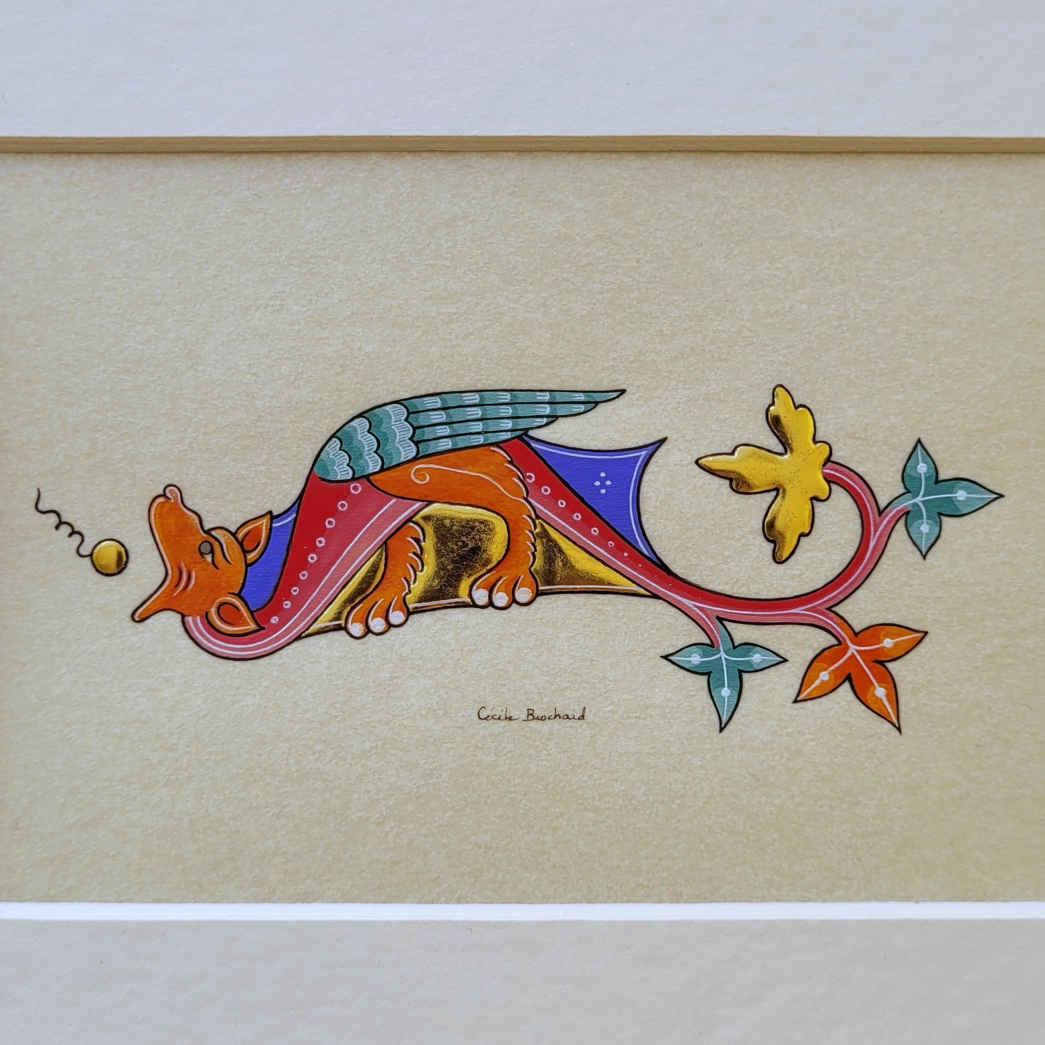 Petit dragon gothique à tête orange
