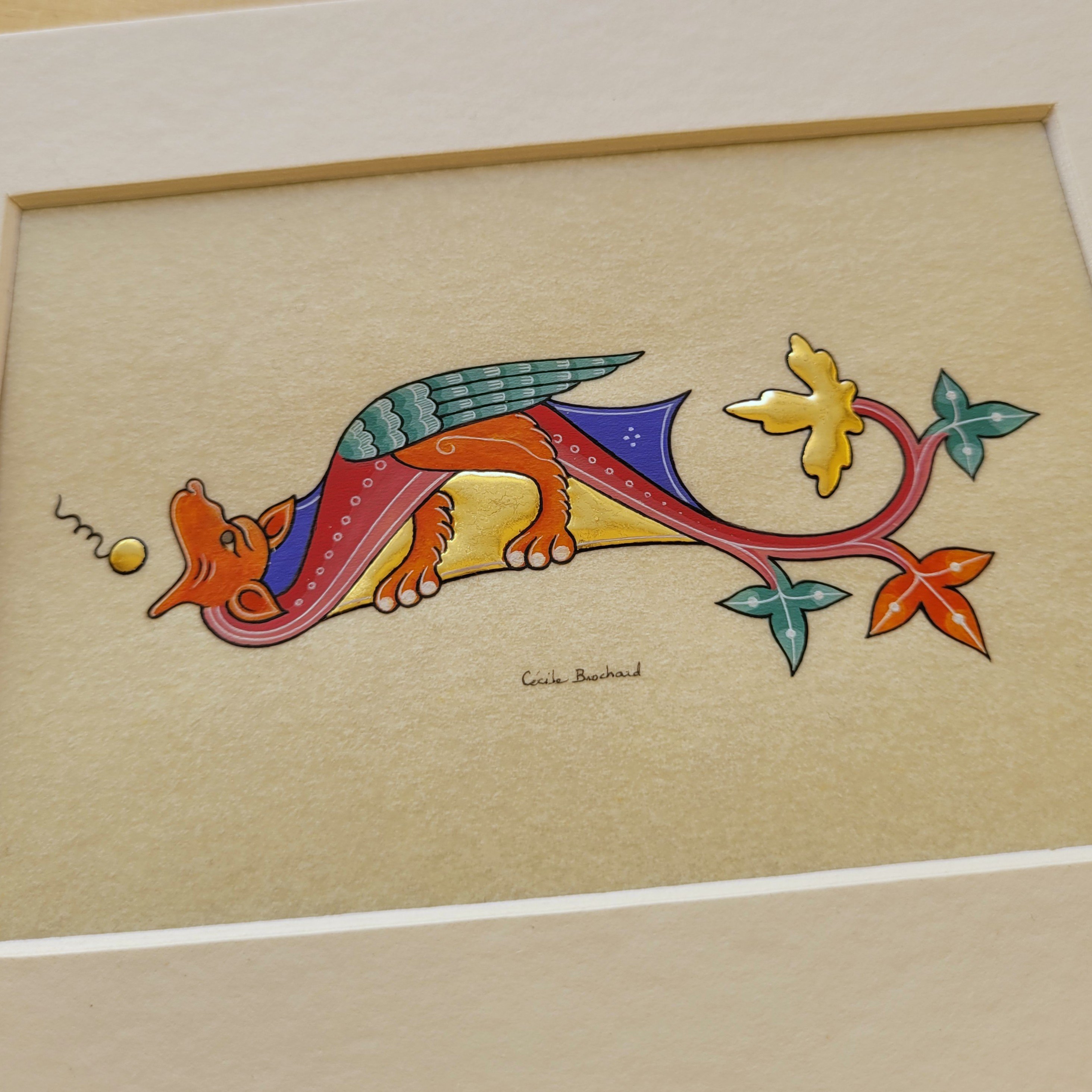 Petit dragon gothique &agrave; t&ecirc;te orange