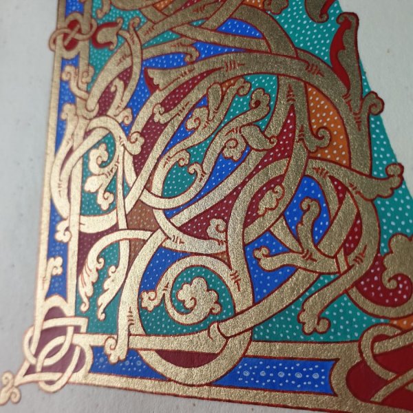 L i ottonsk stil med illumination af bogstavet L