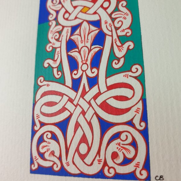 Bogstav I med illumination i romansk stil