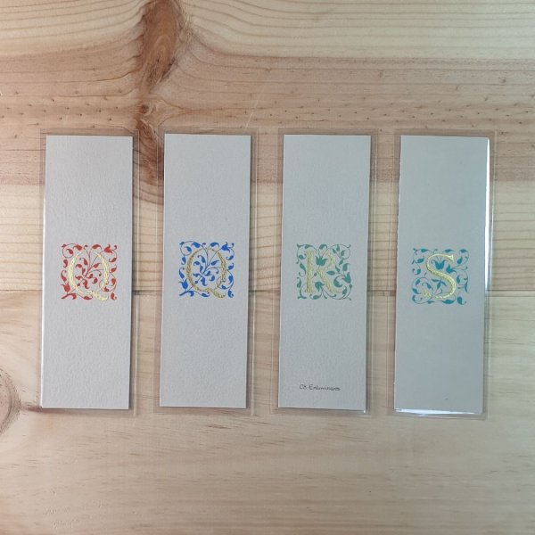 Marque-page enlumin&eacute; initiale or et arabesques